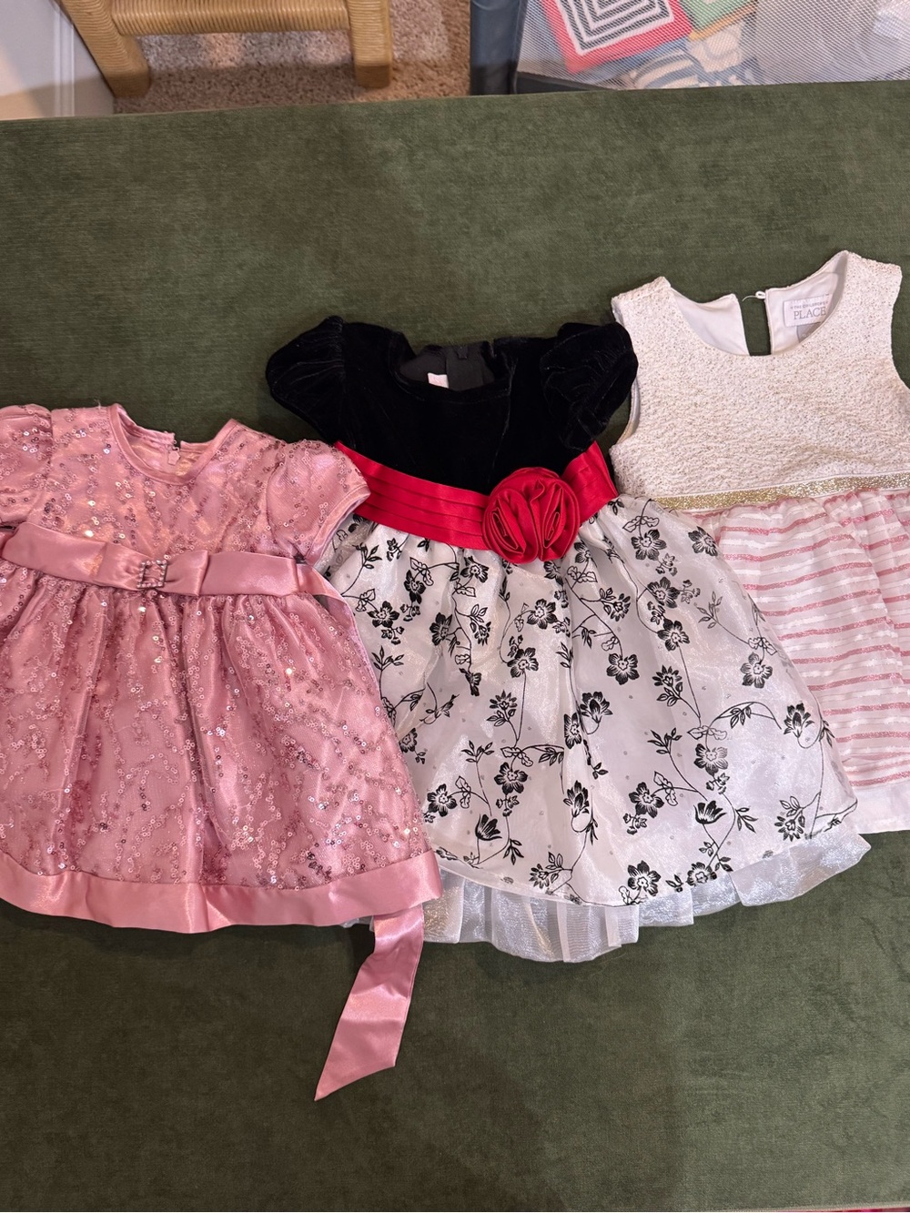 3-Pack Mixed sizes Girls' Party Dresses - Pink, Black/White, Ivory/Pink